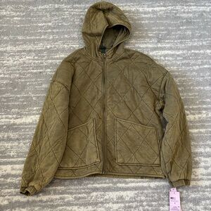 Wild Fable Quilted Hooded Jacket in Olive Green